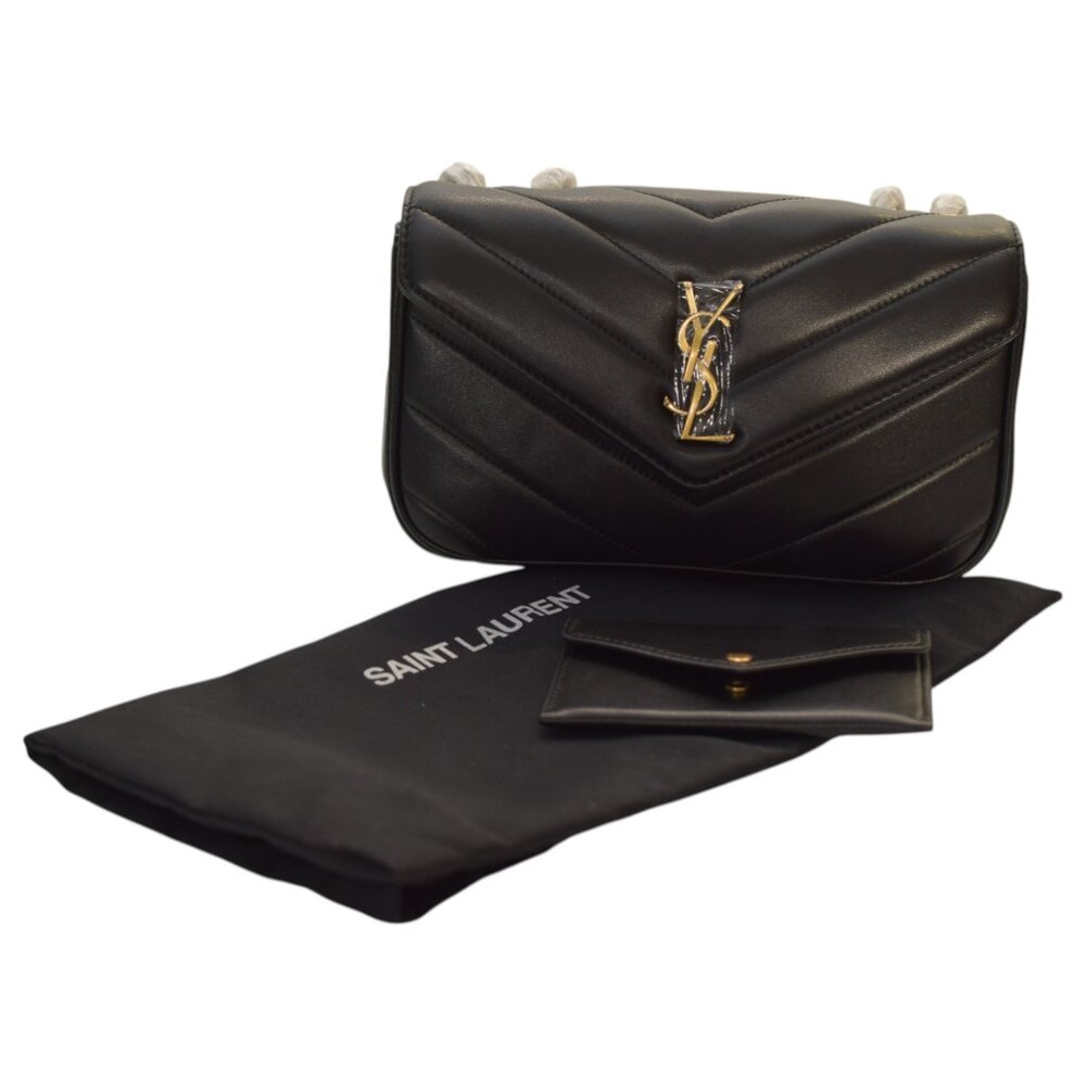 Yves Saint Laurent LOULOU small in MATELASSÉ black lambskin leather shoulder bag